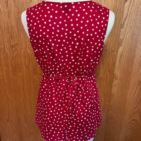 Merona - Red & White Polka Dot Sleeveless Top with Gathered Tie-Back / Size: M - Picture 3 of 7